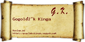 Gogolák Kinga névjegykártya
